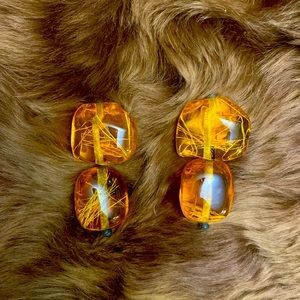 2” Polymer -Amber clip earrings. Details are incredible!